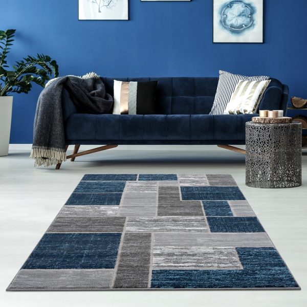 L'Baiet Verena Blue Geometric Scatter Area Rug - Image 3